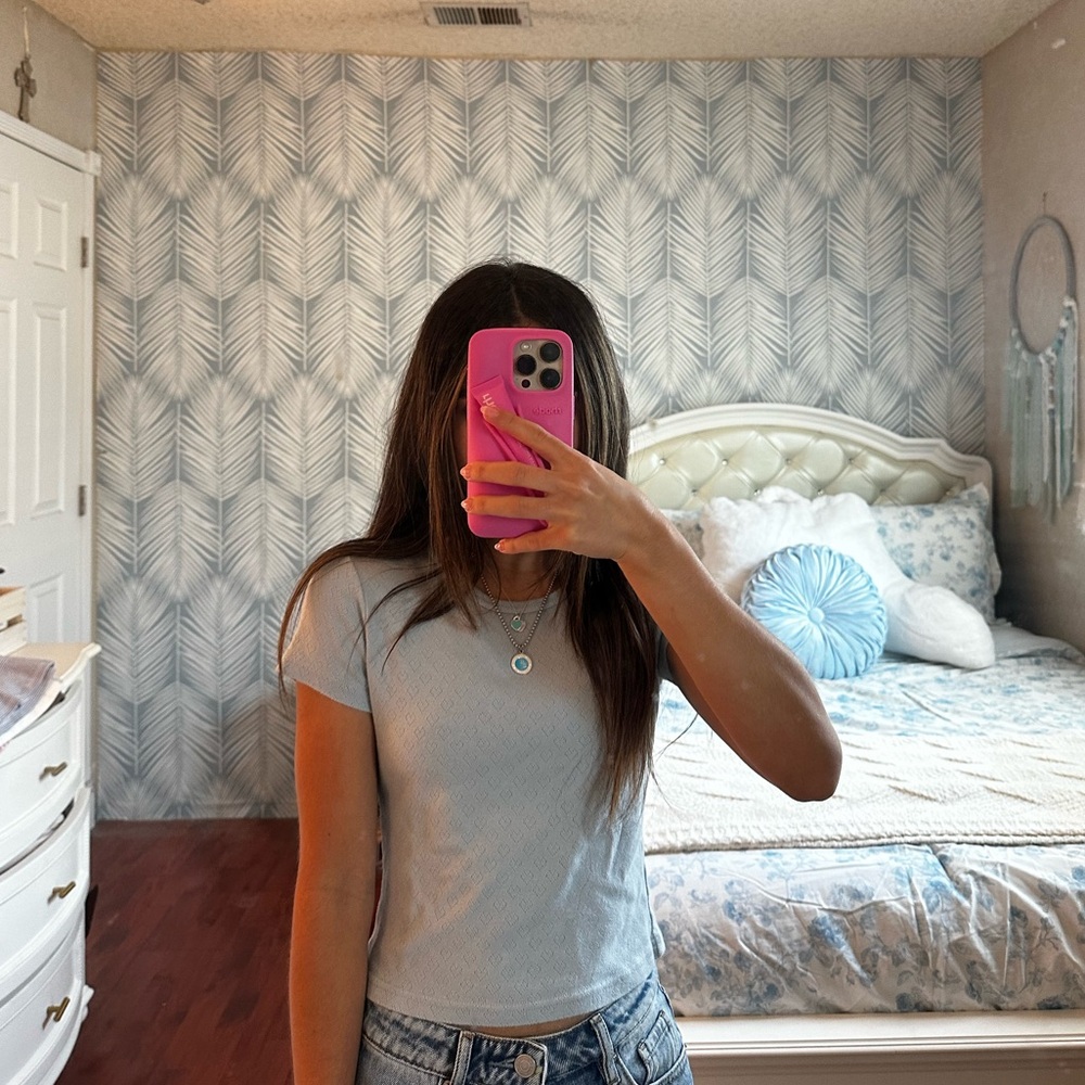 Brandy Melville Ashlyn Heart Eyelet Top